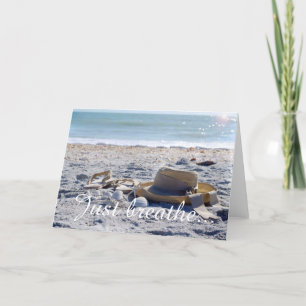 Beach, sandals, ocean, sun blank note card