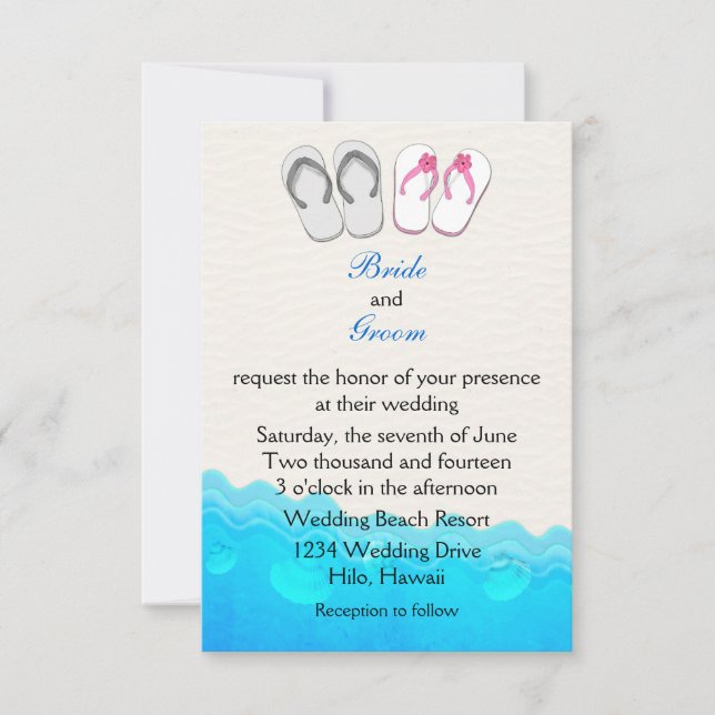 Beach Sandals Wedding  Invitation (Front)