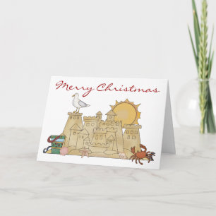 Beach Sandcastle Christmas Holiday Card