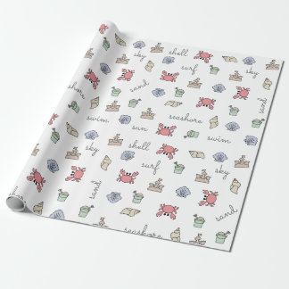 Beach Sandcastle Crab Shell Pail Kid Baby Wrapping Paper