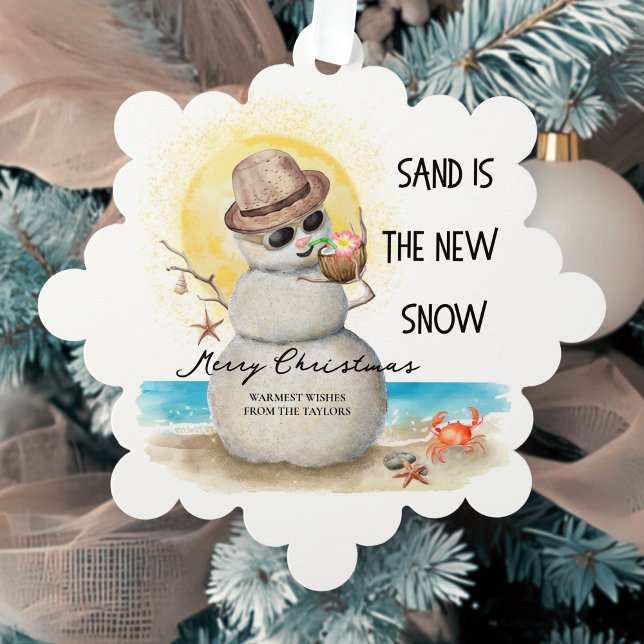 Beach Sandman Coastal Christmas Tree Decoration Card (Creator Uploaded)