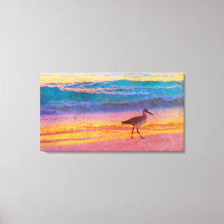 Beach Sandpiper at Sunset Canvas Print