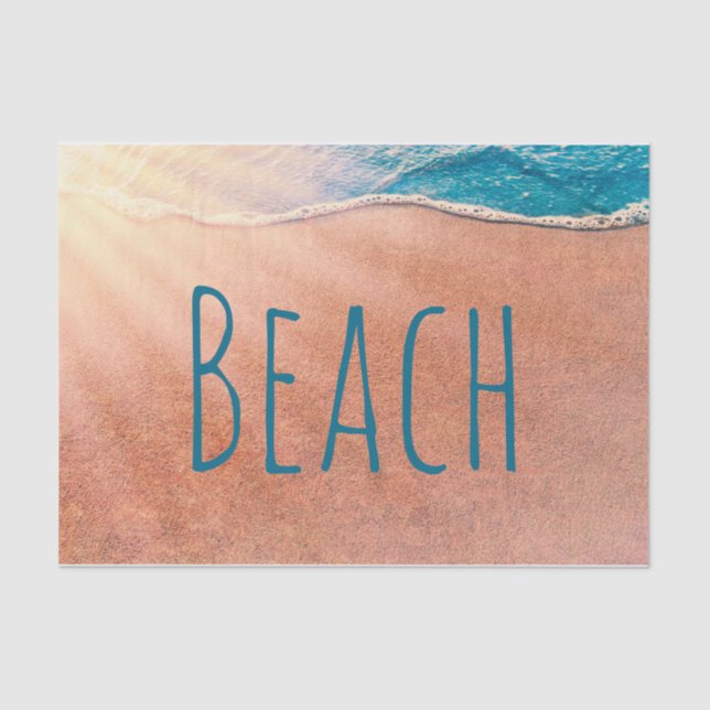 Beach Sandy Shoreline Blue Ocean Wave Decoupage Tissue Paper (Front)