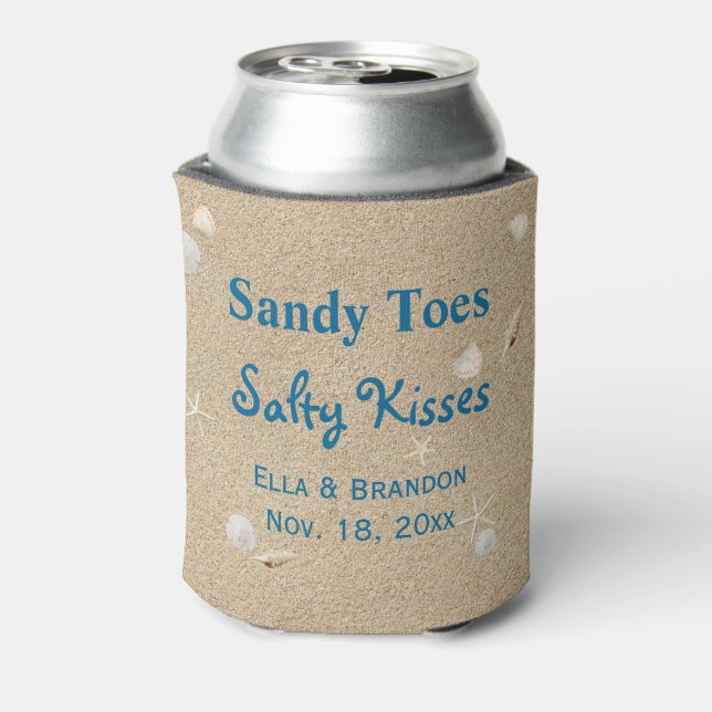 Beach Sandy Toes Salty Kisses Can Cooler (Can Back)