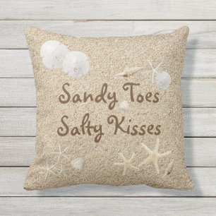 Beach Sandy Toes Salty Kisses Pillow - Outdoor