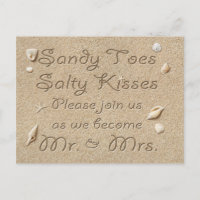 Beach Sandy Toes Salty Kisses Save the Date pink