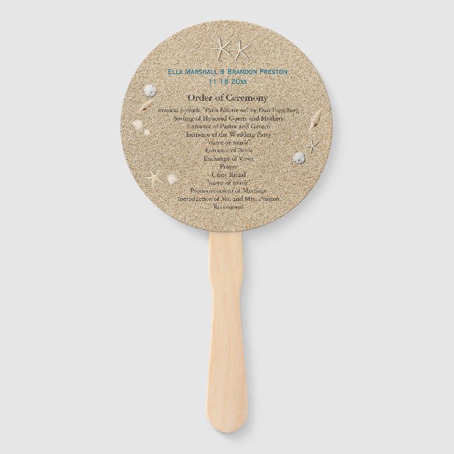 Beach Sandy Toes Salty Kisses Wedding Program Fan (Front)