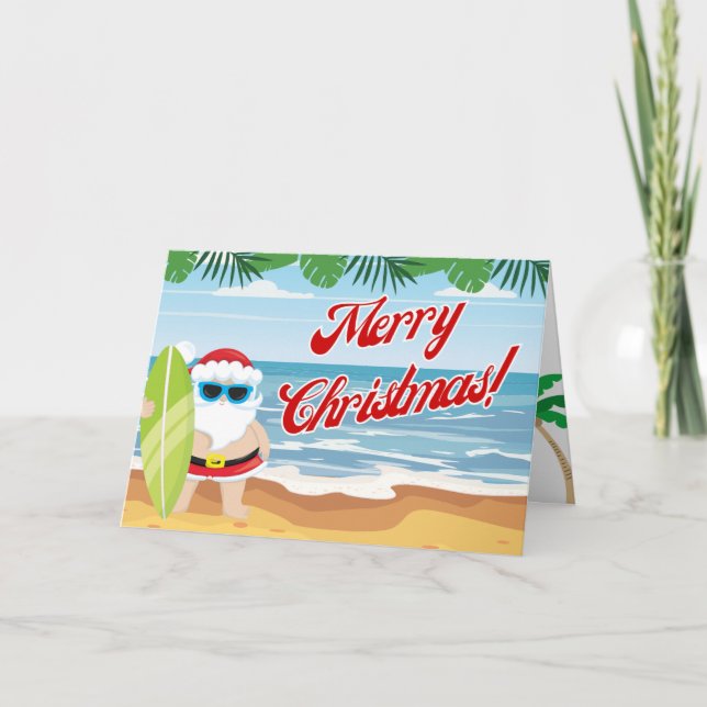 Beach Santa Christmas Card (Front)