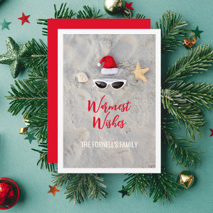 Beach Santa Hat Christmas in July Holiday Card