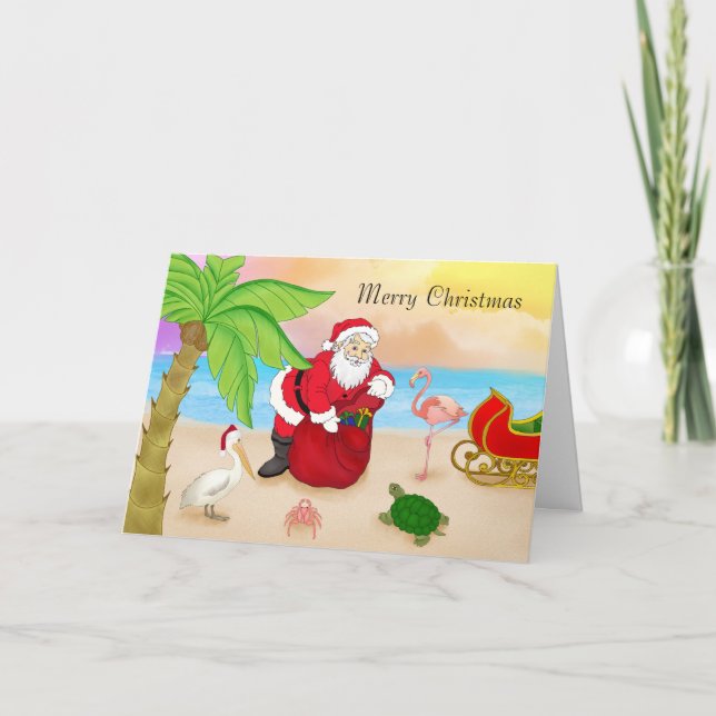 Beach Santa Holiday Card (Front)
