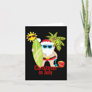 Beach Santa Surfer Christmas In July  Card