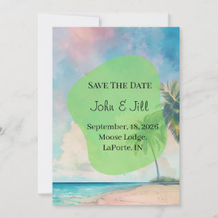 Beach Save the Date Card Tropical Wedding 