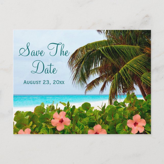 Beach Save the Date Destination Wedding Card (Front)