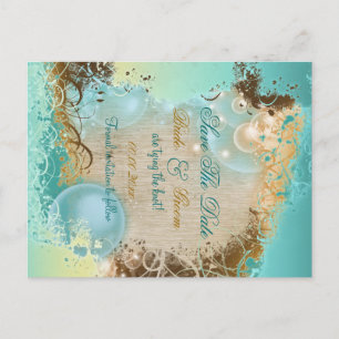 beach "Save the date" wedding theme elegant Announcement Postcard