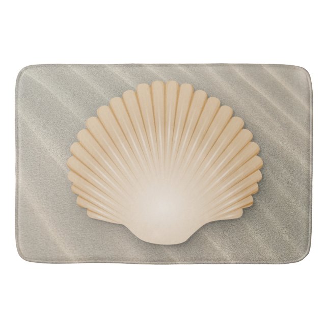Beach Scalloped Seashell & Sandy Dunes Bath Mat (Front)