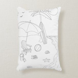 Beach Scene Adult Colouring Pillow