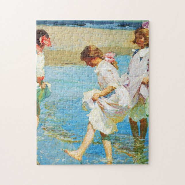 Beach scene art by Edward Henry Potthast  Jigsaw Puzzle (Vertical)