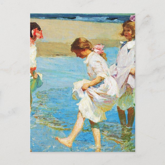Beach scene art by Edward Henry Potthast  Postcard (Front)