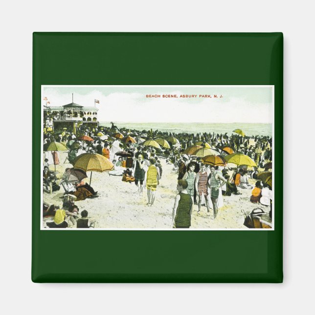 Beach Scene, Asbury Park, New Jersey Magnet (Front)