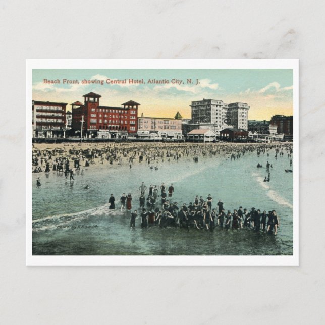 Beach Scene, Atlantic City Vintage Postcard (Front)