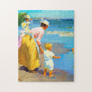 Beach scene by Edward Henry Potthast Jigsaw Puzzle