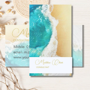 Beach Scene Coastal Travel Gold Stylish Business Card