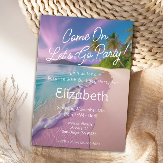 Beach Scene Come On Let's Go Party Birthday Invitation (Creator Uploaded)
