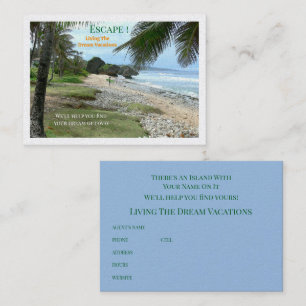Beach Scene, Escape To An Island/Travel Agent Business Card