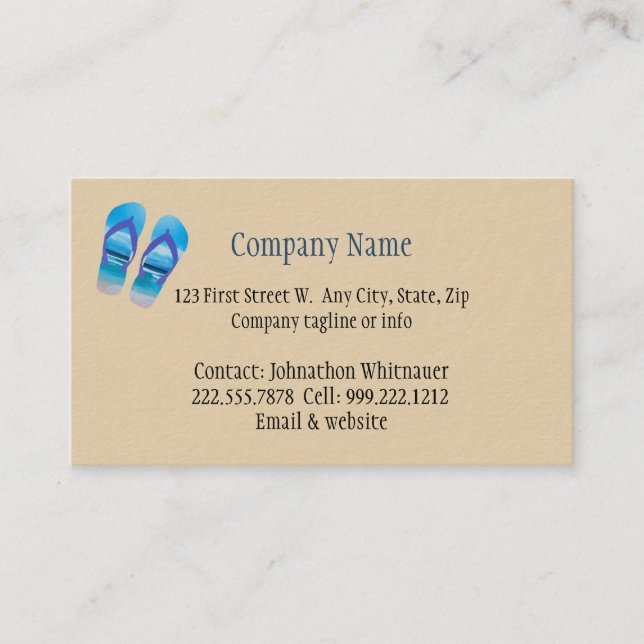 Beach Scene Flip Flop Fun Summer Vacation Art Business Card (Front)