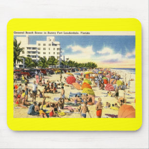Beach Scene, Fort Lauderdale, Florida Vintage Mouse Pad