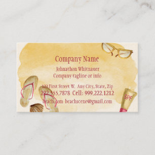 Beach Scene  Fun Summer Vacation Art  Business Card