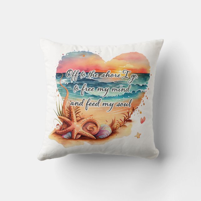 Beach Scene Heart Free Mind Feed Soul Cushion (Back)
