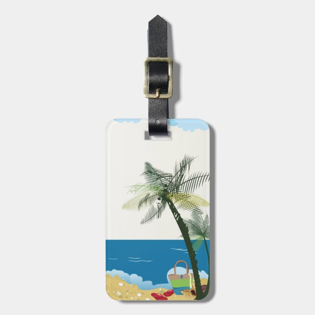 Beach scene image luggage tag. tag (Front Vertical)