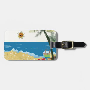 Beach scene image on sunnyday luggage tag