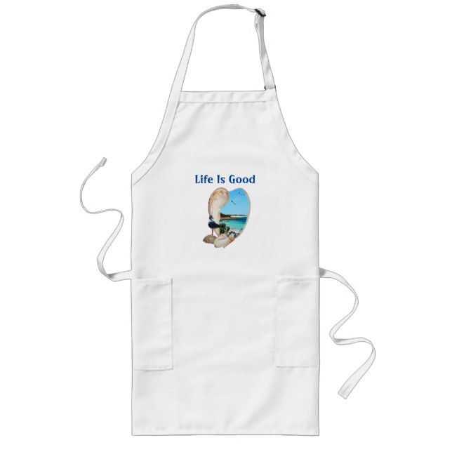 Beach Scene In A Beach Shell Wall, Long Apron (Front)