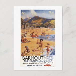 Beach Scene Mother and Kids British Rail Postcard