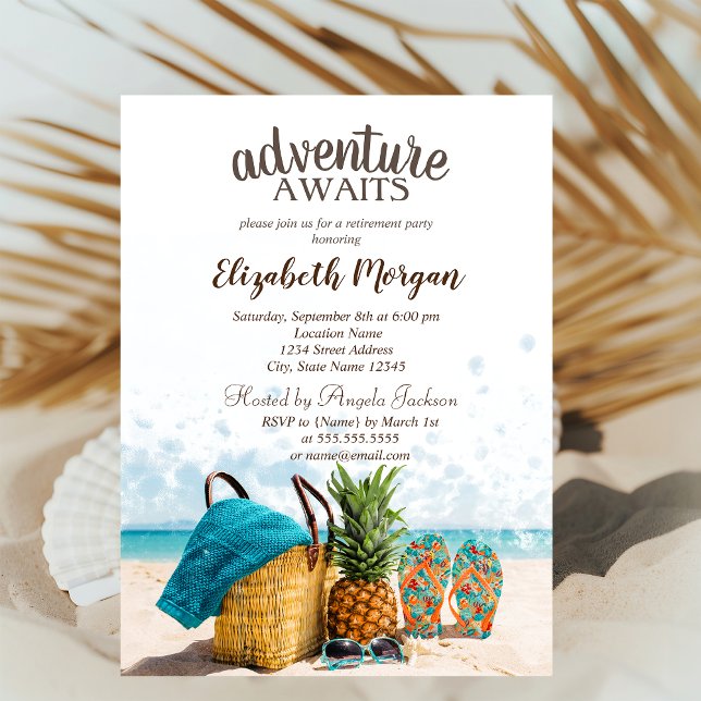 Beach Scene,Pineapple  Retirement Party Invitation (Creator Uploaded)