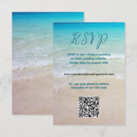 Beach Scene QR code Website RSVP Enclosure Card