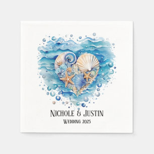 Beach Scene Starfish Wedding Napkin