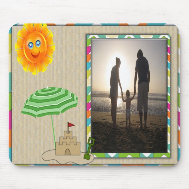 Beach Scene, Sun, Sand, Sandcastle Photo Template Mouse Pad (Front)