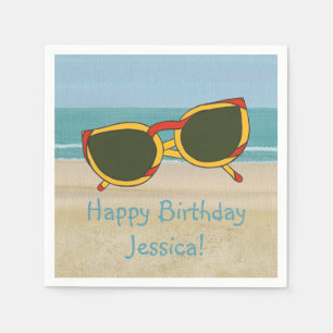 Beach Scene Sunglasses Name Birthday Napkins
