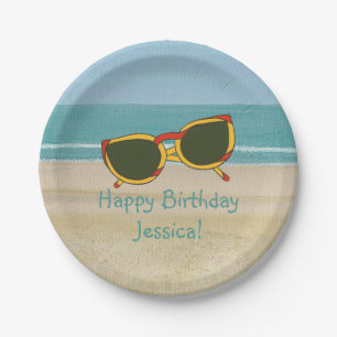Beach Scene Sunglasses Personalised Birthday Plate