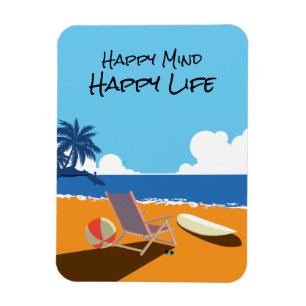 Beach scene, Surf board, chair, ocean Magnet