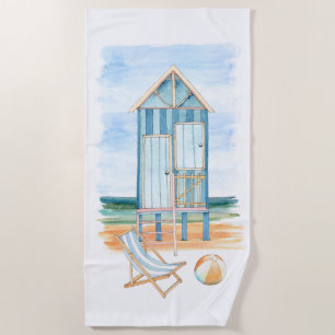 Beach Scene Watercolor  Towel