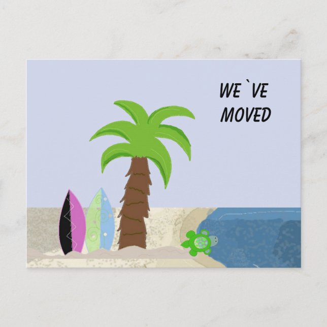 Beach Scene We`ve Moved Announcement Postcard (Front)