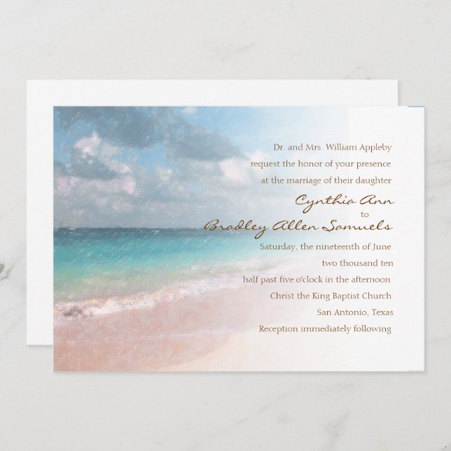 Beach Scene Wedding Invitation (Front/Back)