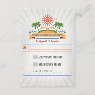 Beach Scene Wedding RSVP Cards