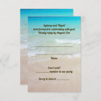 Beach Scene Wedding RSVP Vertical Guest Count