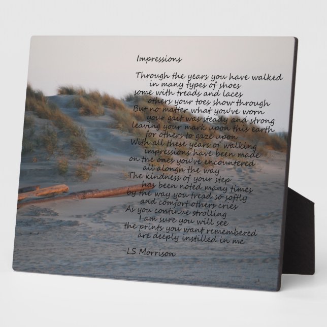 Beach scene with poem "Impressions"  plaque (Side)