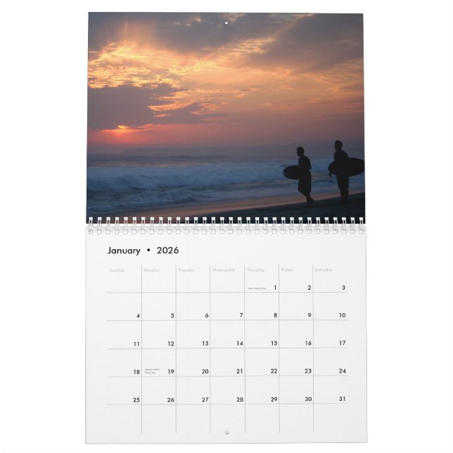 Beach Scenes Calendar (Jan 2026)